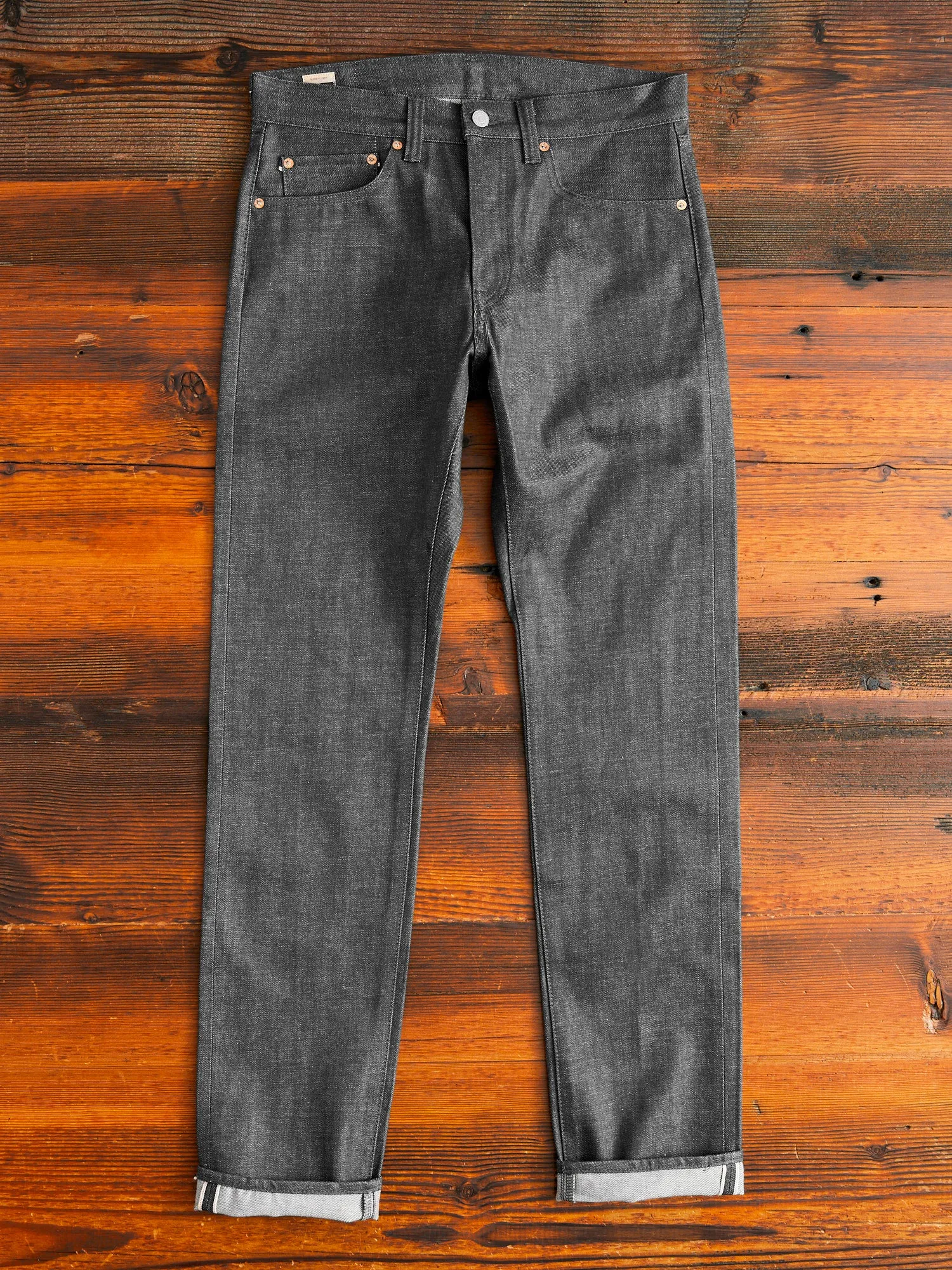 0605-70G 14oz Grey Selvedge Denim - Natural Tapered Fit