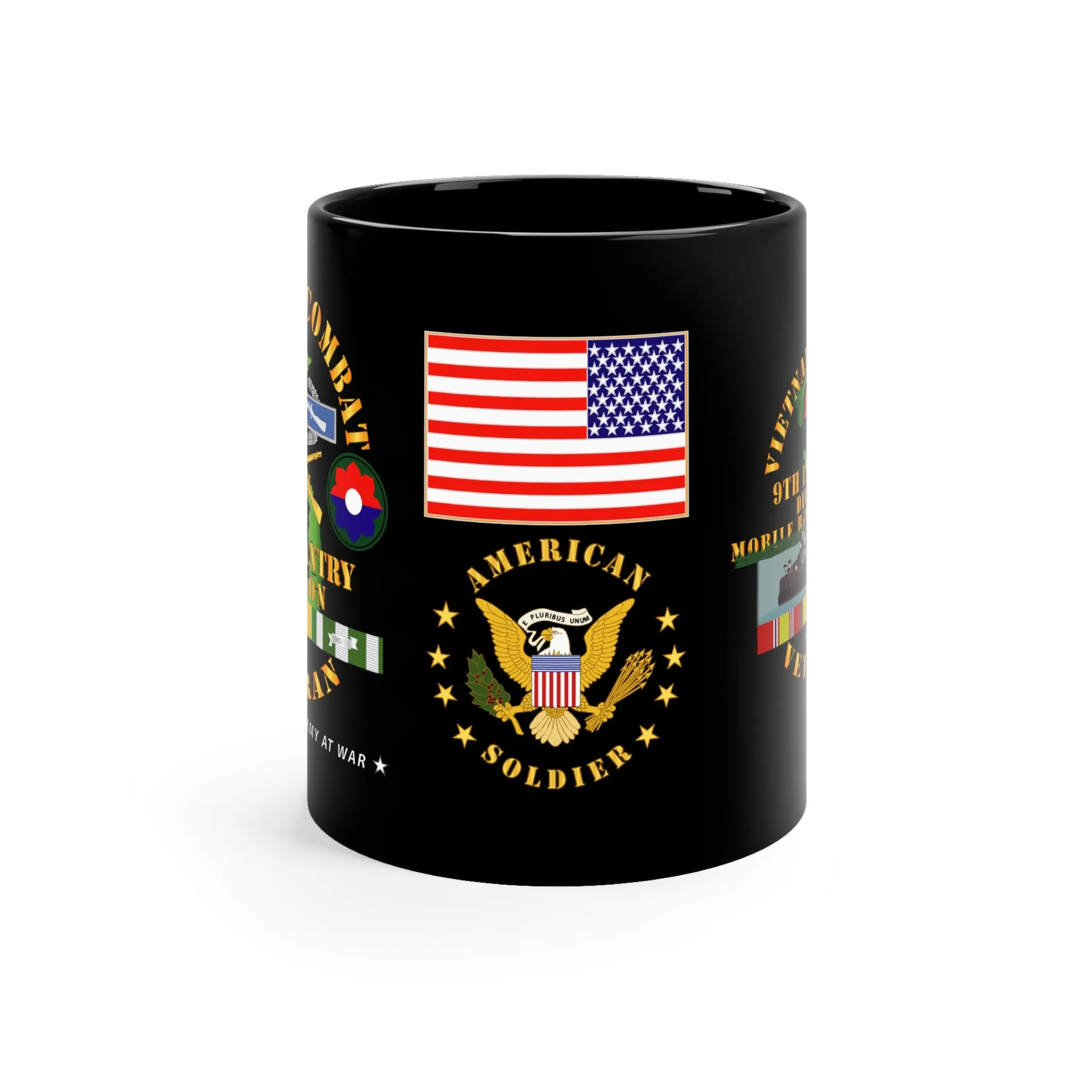11oz Black Mug - Army - 9th Infantry Division - Vietnam Veteran - Mobile Riverine