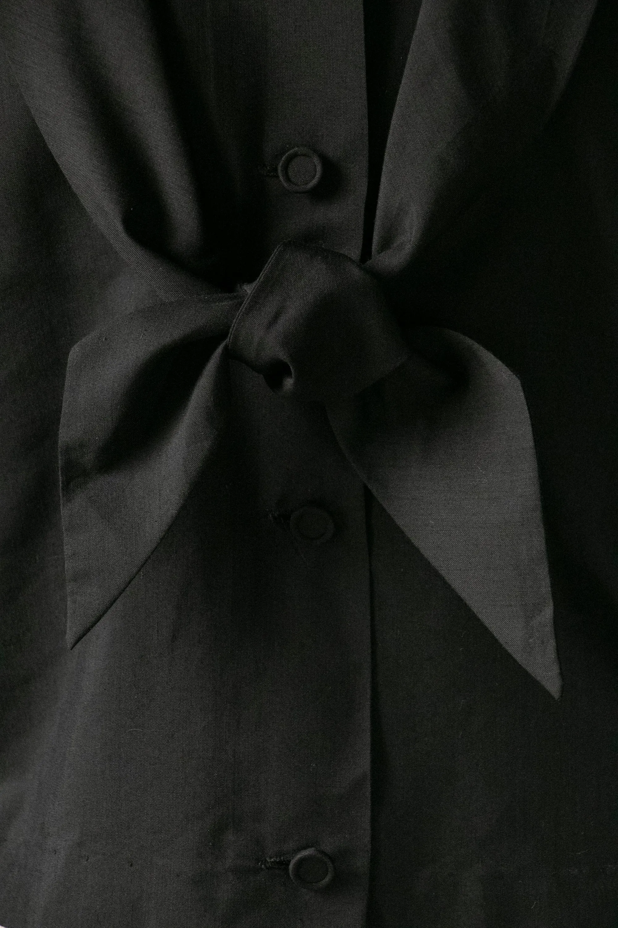 1950s Blouse Cotton Black Tailored Top M