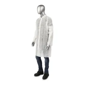 (30/Case) AmbiShield White Polypropylene Lab Coats, No Pockets, Open Wrists