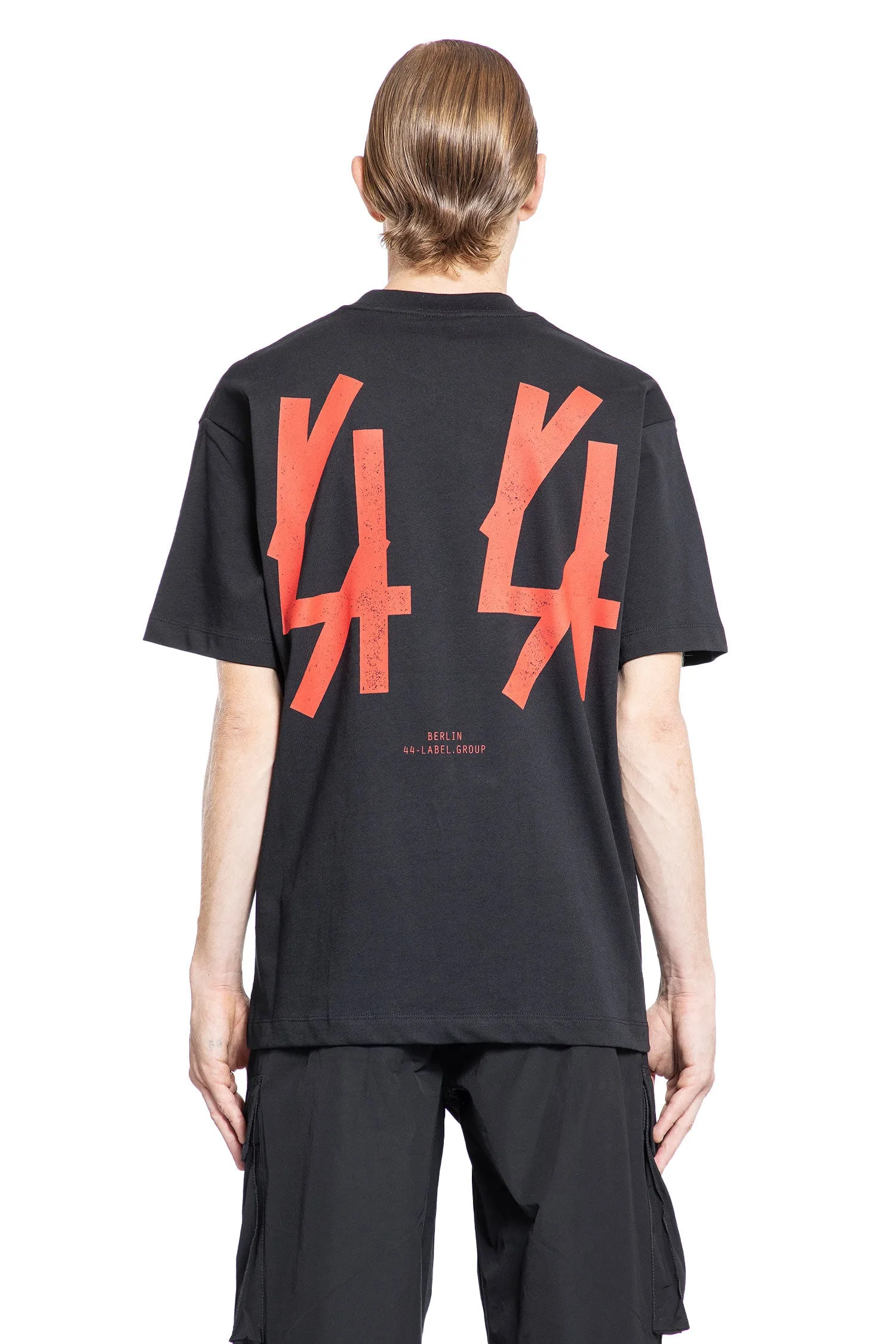 44 LABEL GROUP MAN BLACK T-SHIRTS & TANK TOPS