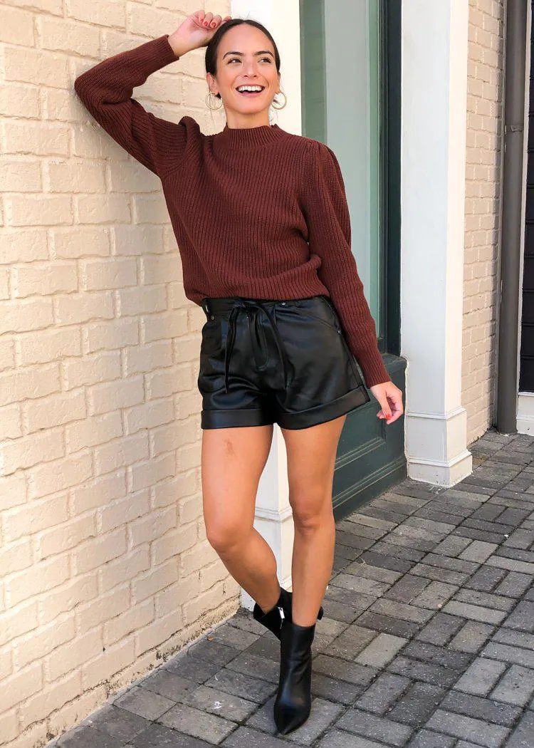 525 America Emma Puff Shoulder Sweater- Cinnamon ***FINAL SALE***