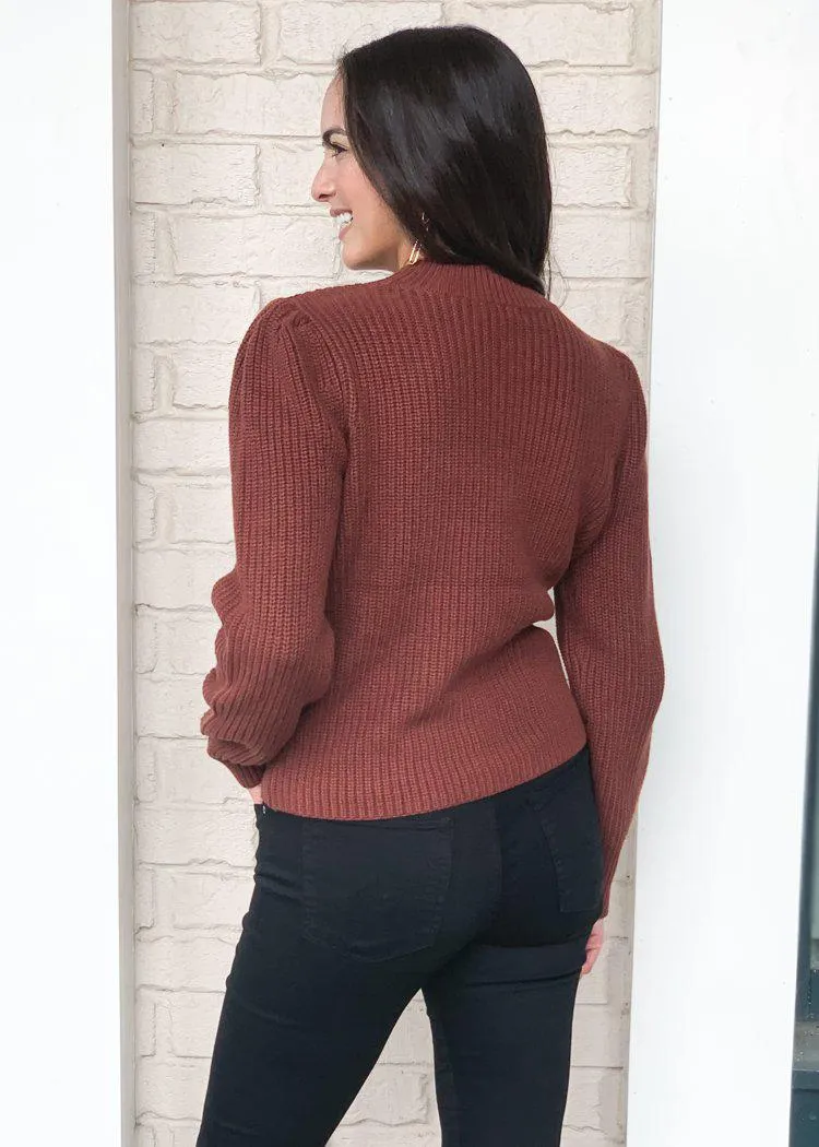 525 America Emma Puff Shoulder Sweater- Cinnamon ***FINAL SALE***
