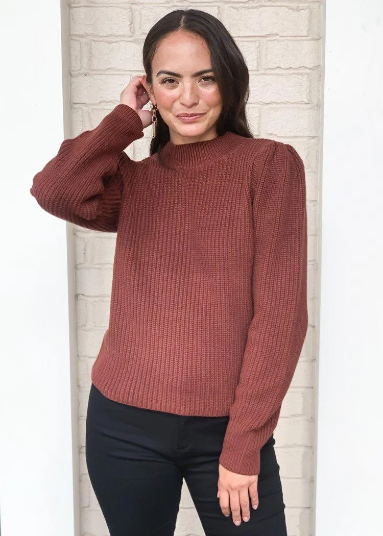525 America Emma Puff Shoulder Sweater- Cinnamon ***FINAL SALE***