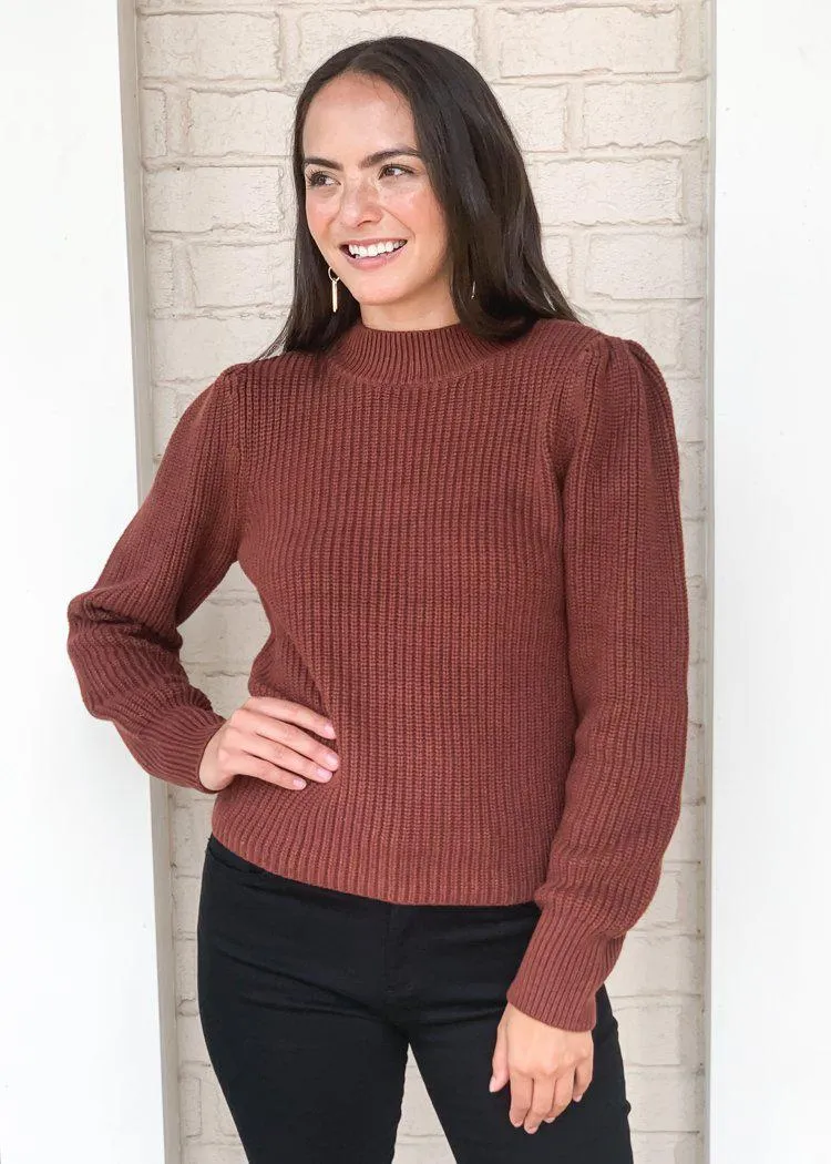 525 America Emma Puff Shoulder Sweater- Cinnamon ***FINAL SALE***