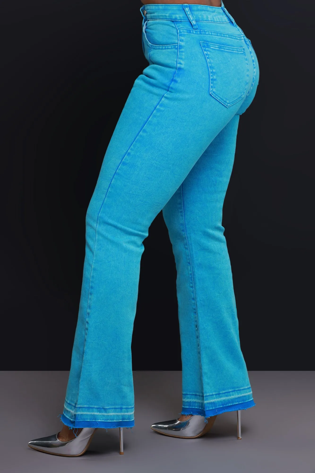 Access Denied High Rise Flare Leg Jeans - Blue