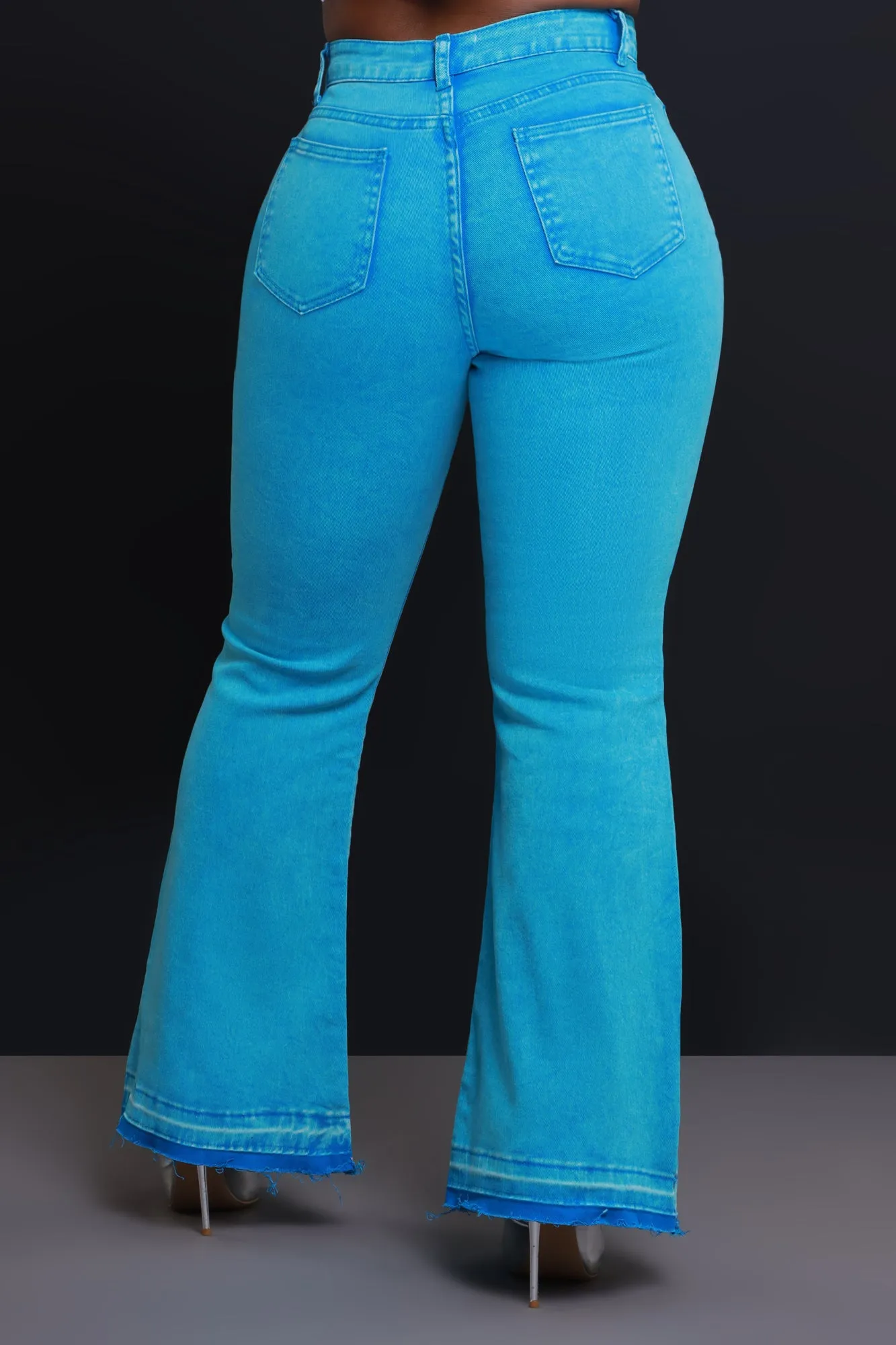 Access Denied High Rise Flare Leg Jeans - Blue