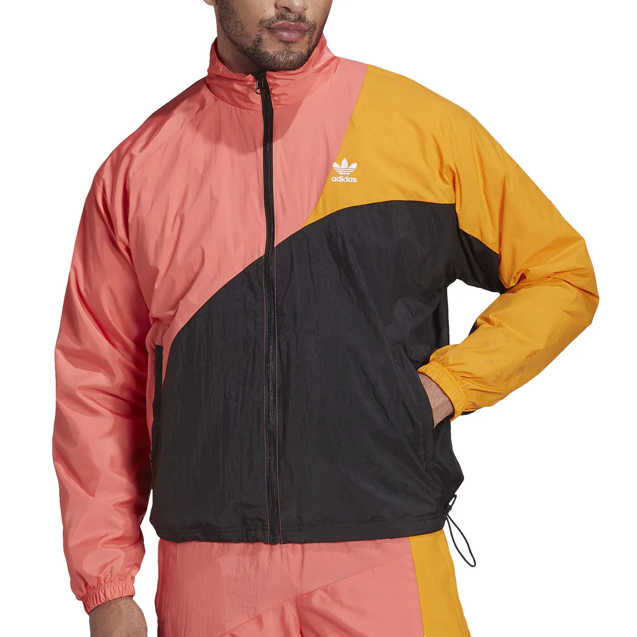 adidas Adicolor Colorblock Originals Jacket Herren Black Semi Turbo Bright Orange