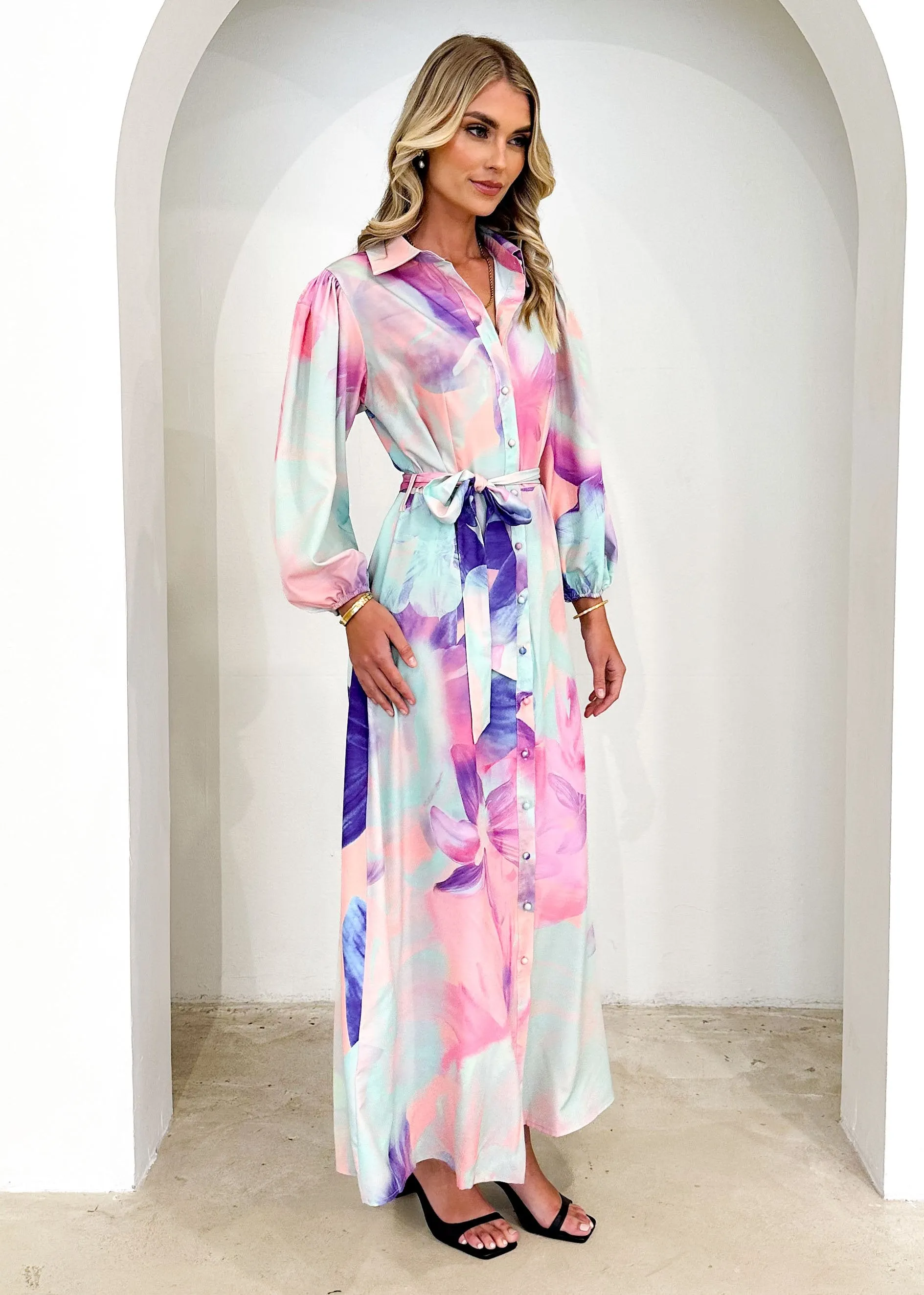 Alayna Maxi Dress - Pastel Watercolour