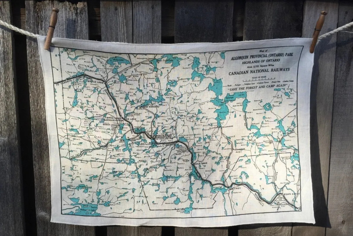 Algonquin Park Vintage Map Tea Towel