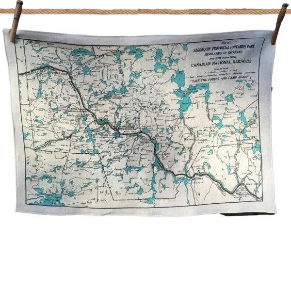 Algonquin Park Vintage Map Tea Towel