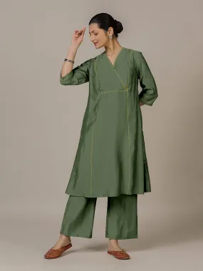 Amal x Rozaana | A Line Kurta in Hunter Green with Thread Work | Coords or Only Kurta