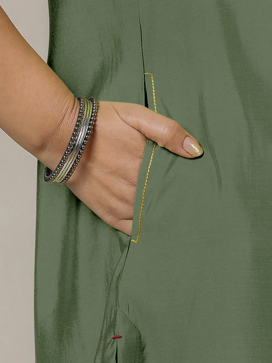 Amal x Rozaana | A Line Kurta in Hunter Green with Thread Work | Coords or Only Kurta