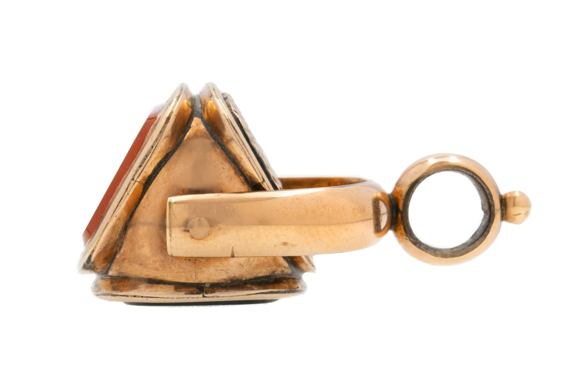 Antique 9ct Gold Cased Triple Sided Spinner Fob Pendant