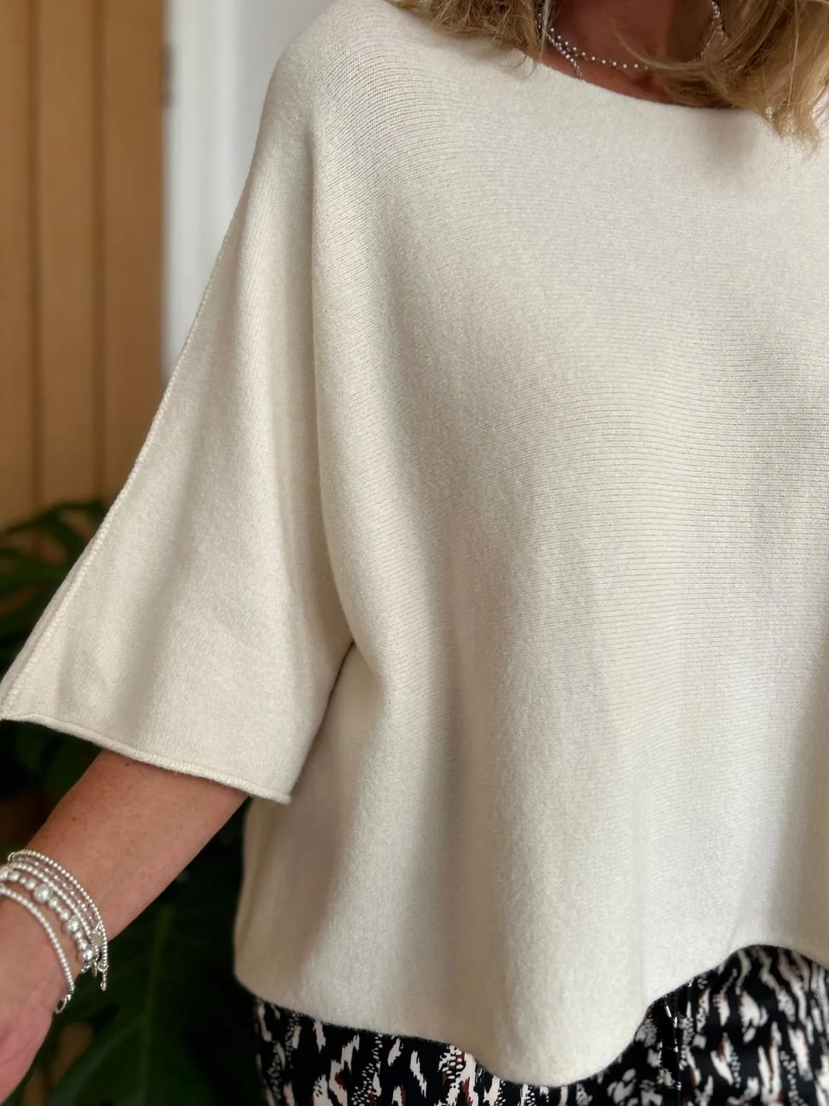 Antique Cream Reverse Seam Round Neck Diana