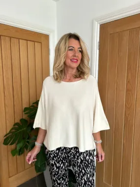 Antique Cream Reverse Seam Round Neck Diana