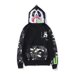 ape shark hoodies Fashion Brand Cotton Warm Camouflage Custom Oversized Sweatshirt With Zipper hoodies
