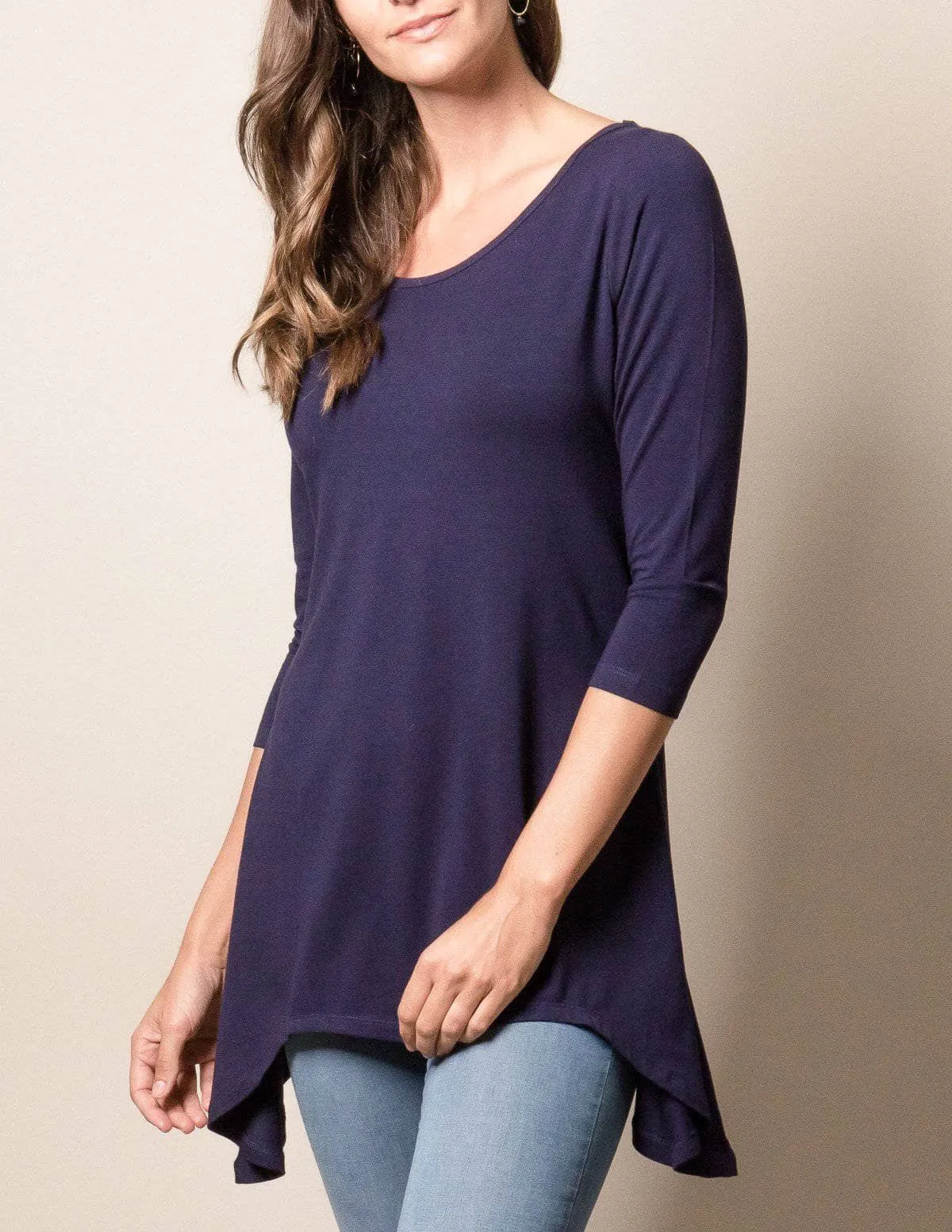 Bamboo/Organic Cotton Assym Tunic - Olive XL Only - Clearance