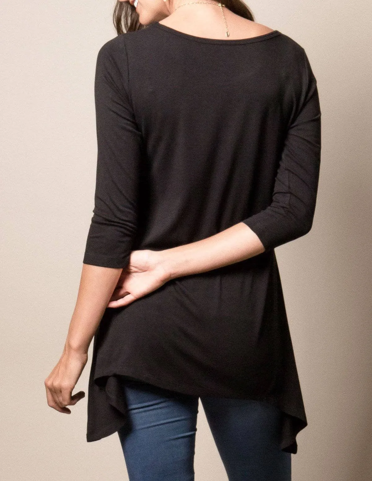 Bamboo/Organic Cotton Assym Tunic - Olive XL Only - Clearance