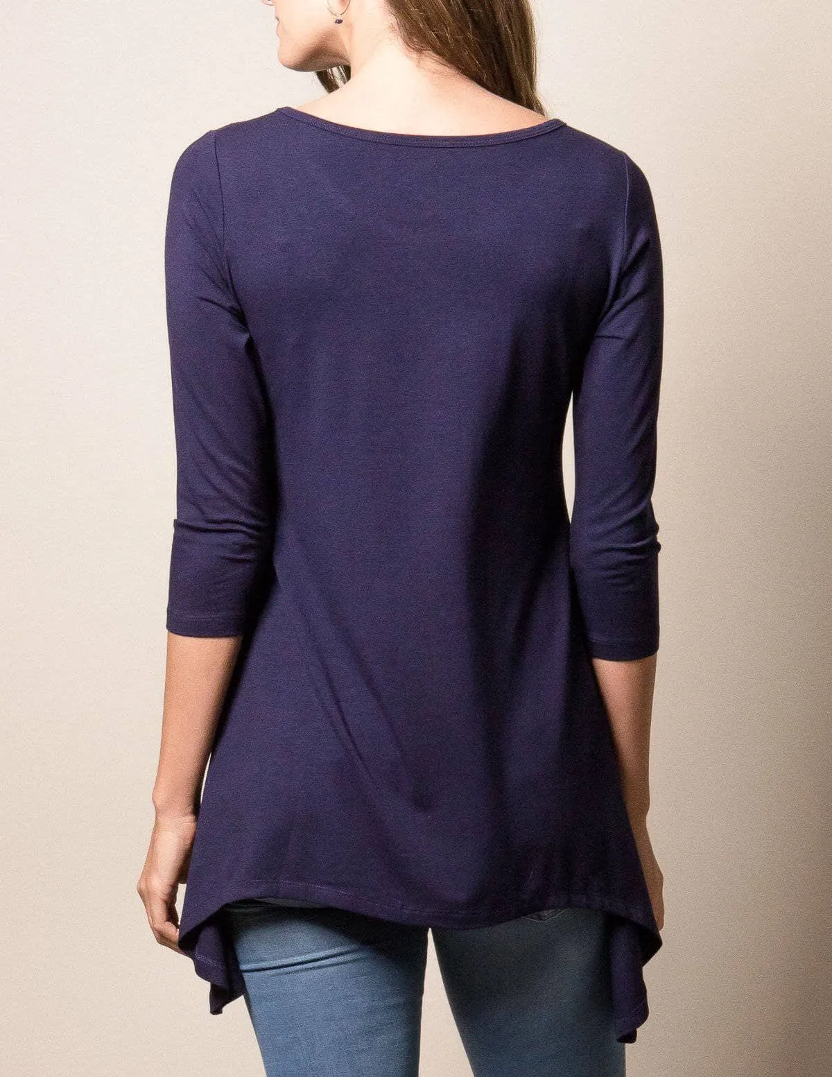 Bamboo/Organic Cotton Assym Tunic - Olive XL Only - Clearance
