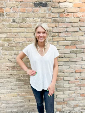 Be Cool Off White Basic V Neck Tee
