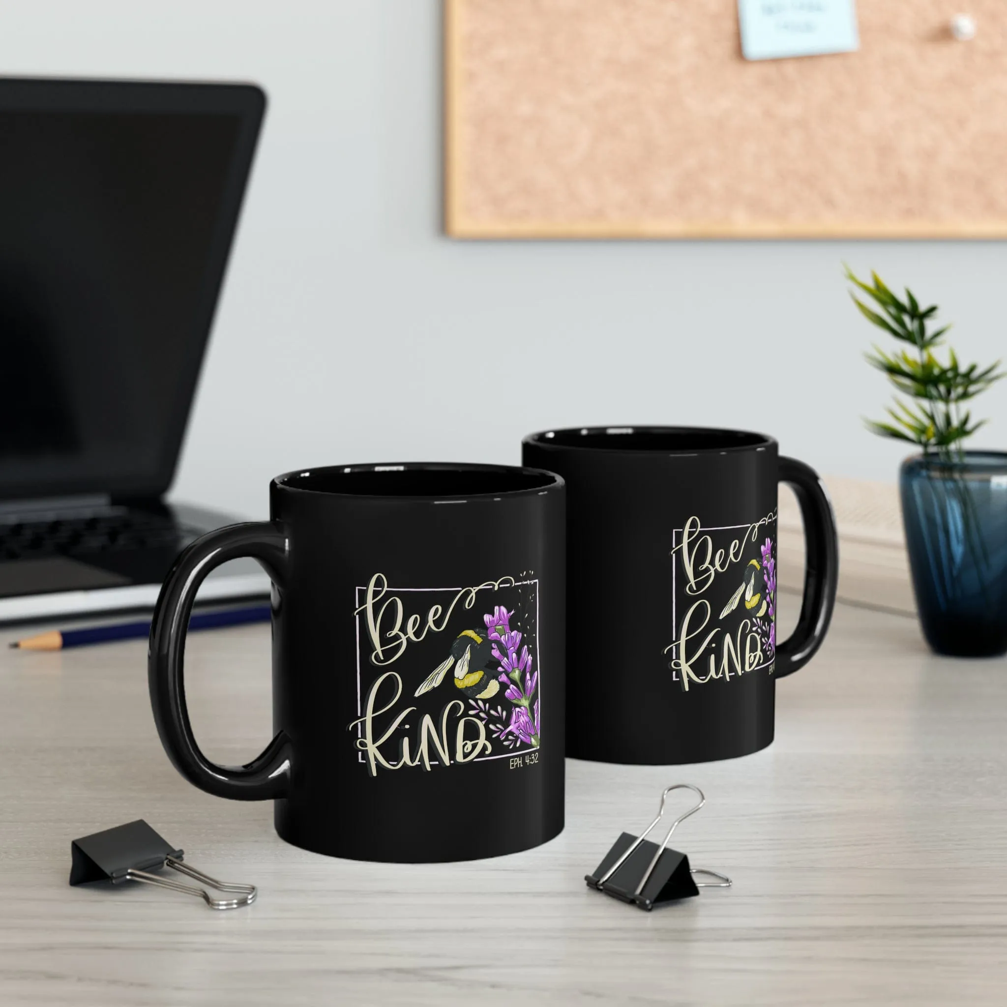 Bee Kind 11oz Black Mug