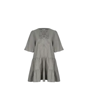 BENNY TIERED DRESS KHAKI STRIPE