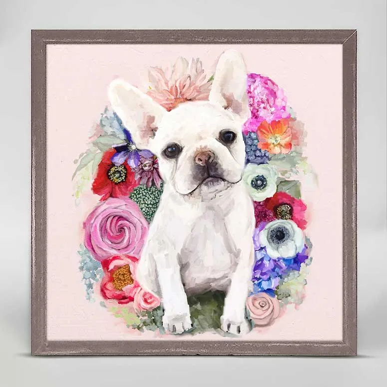 Best Friend - Floral Frenchie Portrait Mini Framed Canvas