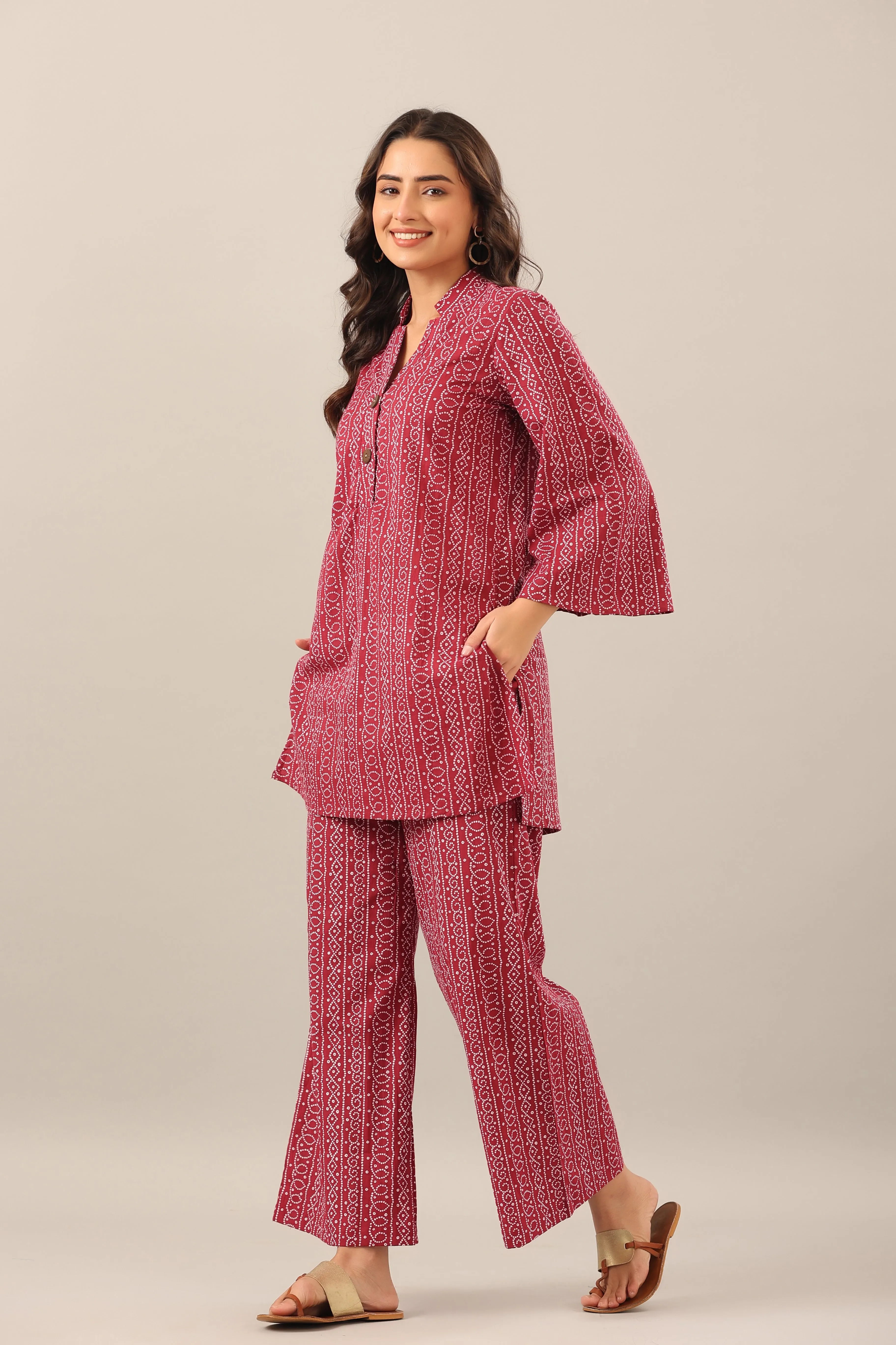 Bhandej  on Maroon Lounge Co-ord Set
