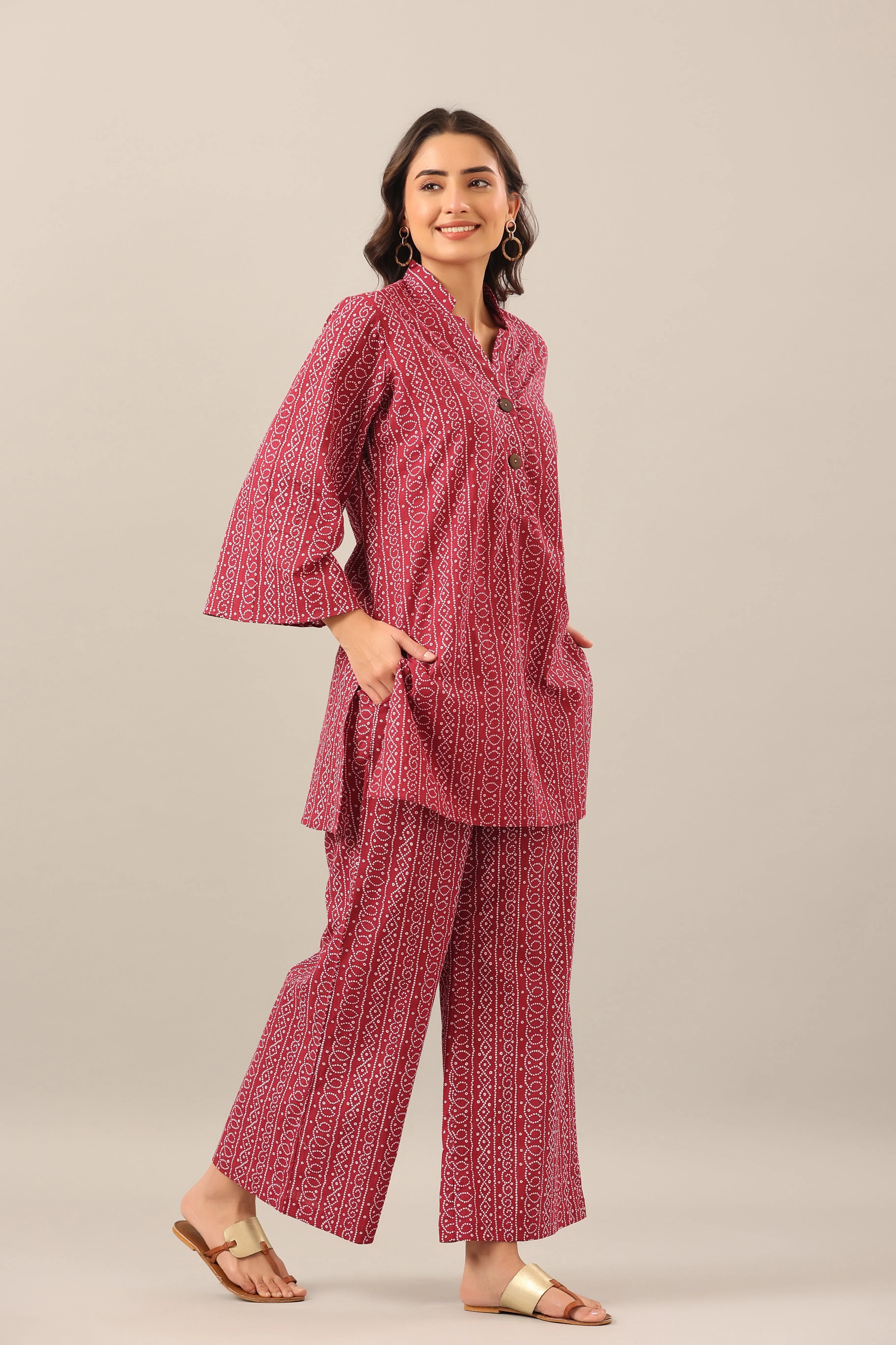 Bhandej  on Maroon Lounge Co-ord Set