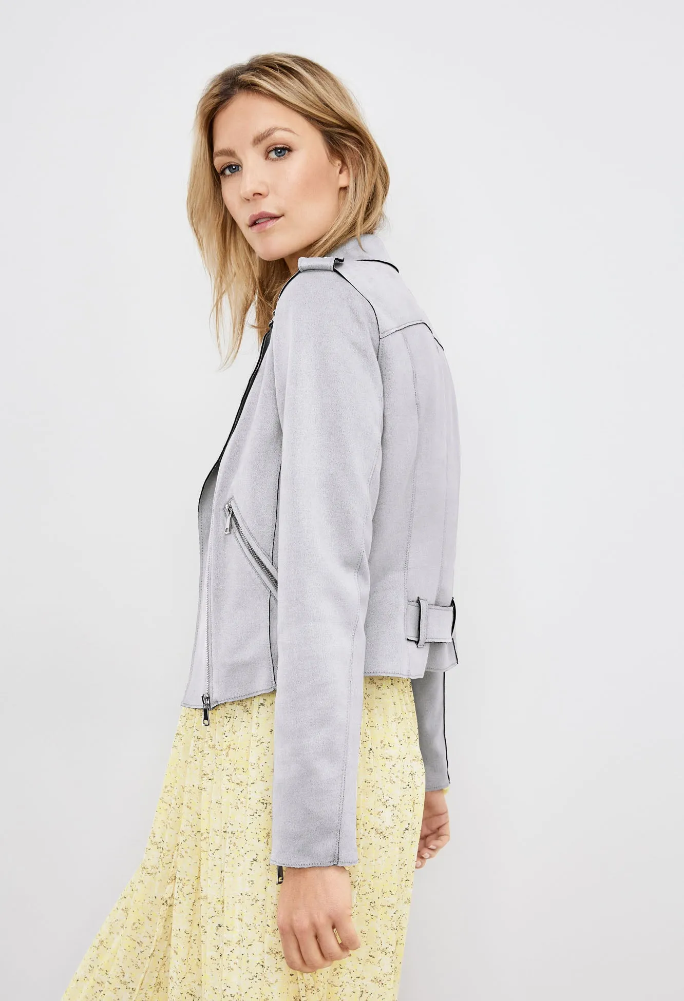 Biker jacket in faux suede