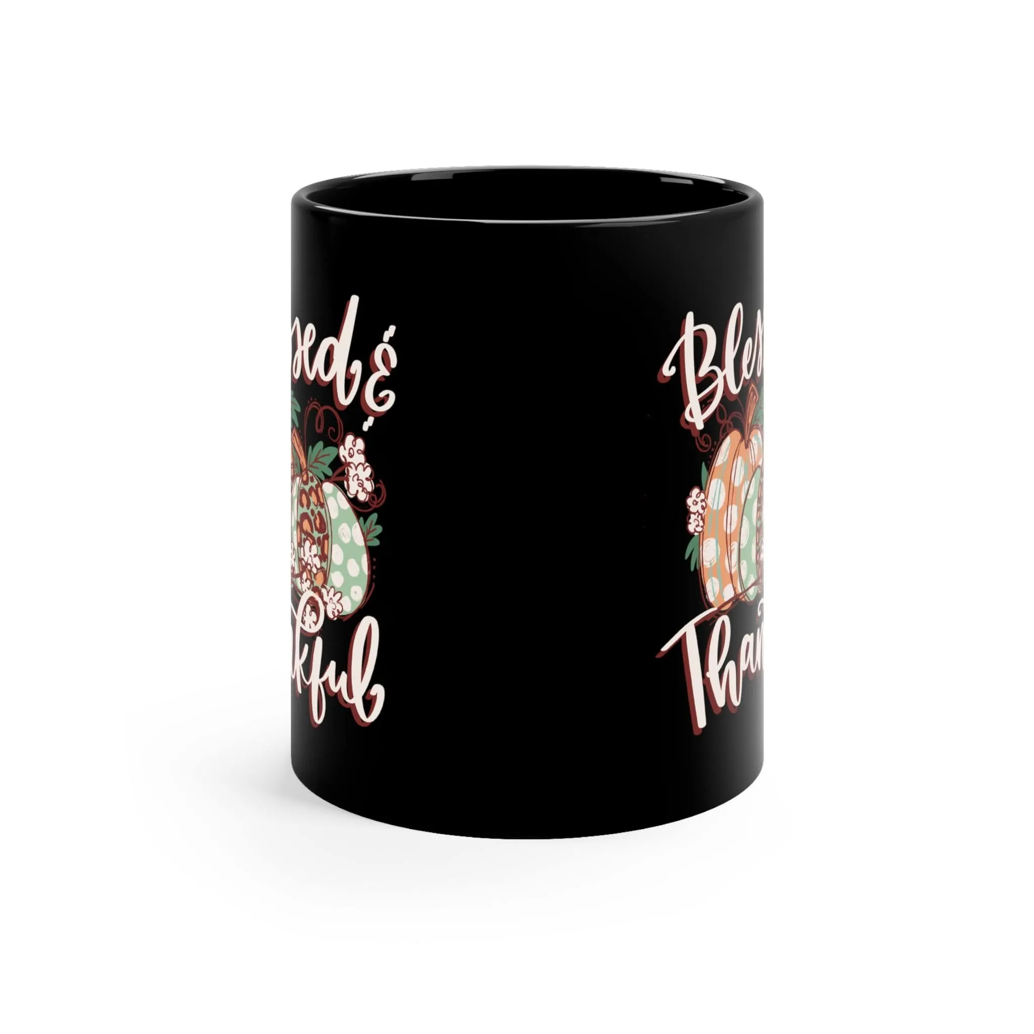 Blessed and Thankful 11oz Black Mug