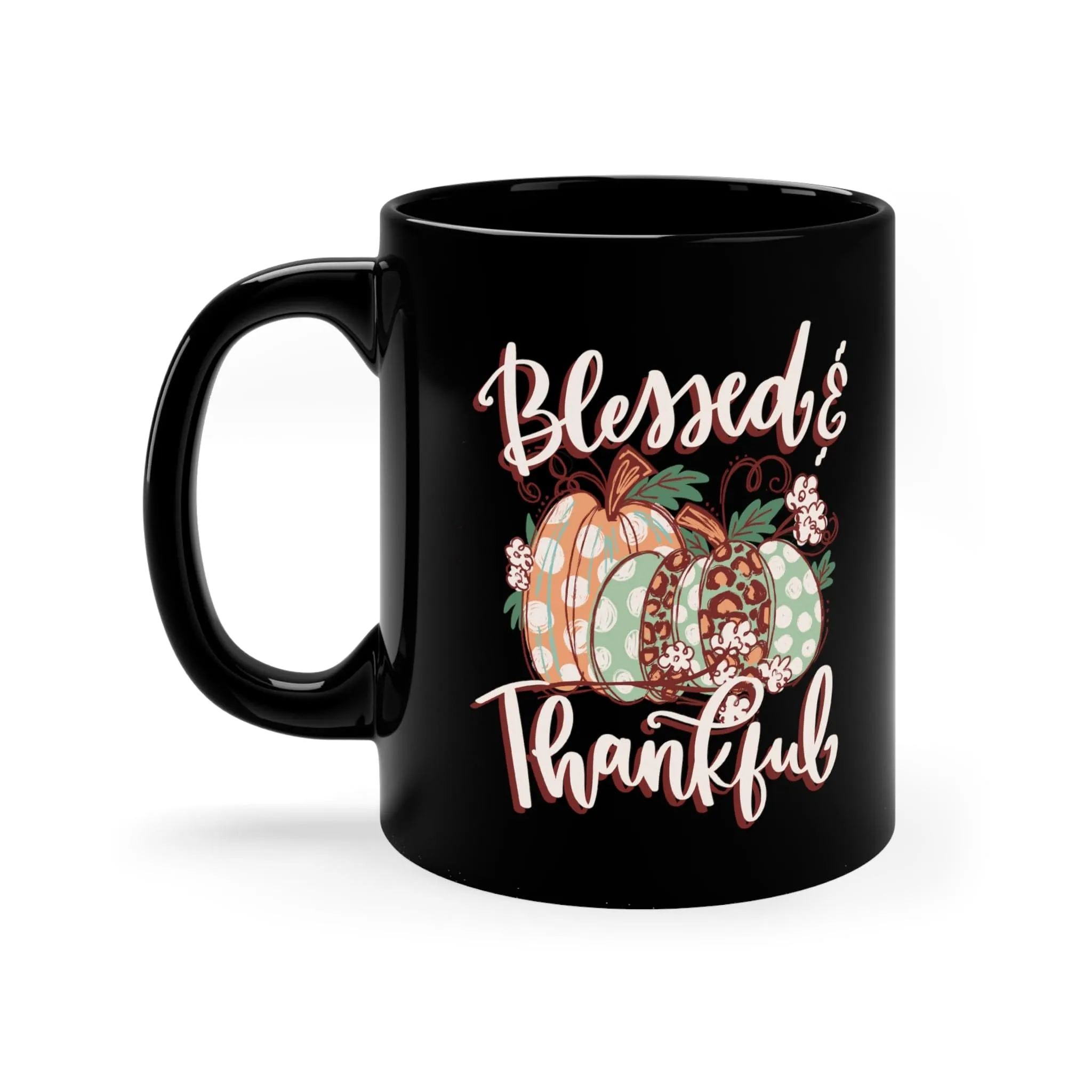 Blessed and Thankful 11oz Black Mug