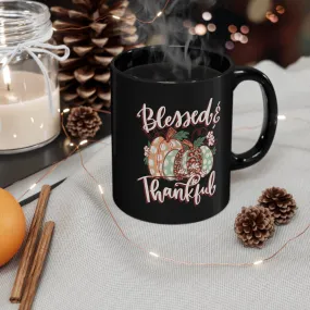Blessed and Thankful 11oz Black Mug