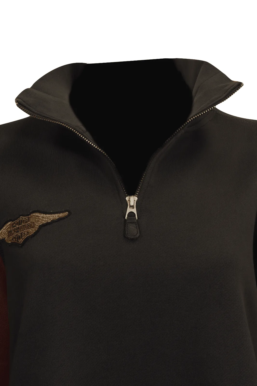 Branded  Men's Sweatshirt Black Maroon Raglan Wings 1/4 Zip L/S (S10)