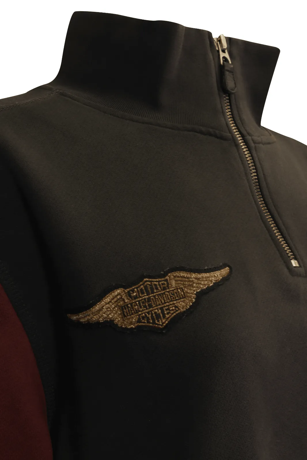 Branded  Men's Sweatshirt Black Maroon Raglan Wings 1/4 Zip L/S (S10)