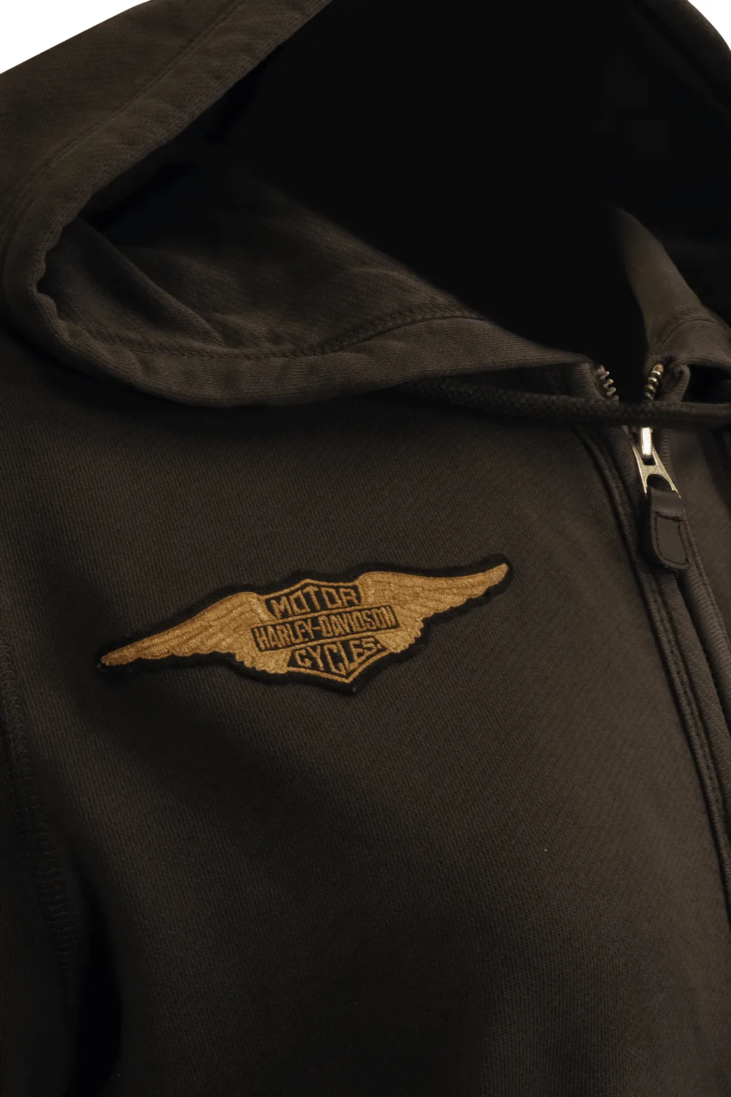Branded  Women's Hoodie Black Wings Patch Logo Full Zip L/S (S08)