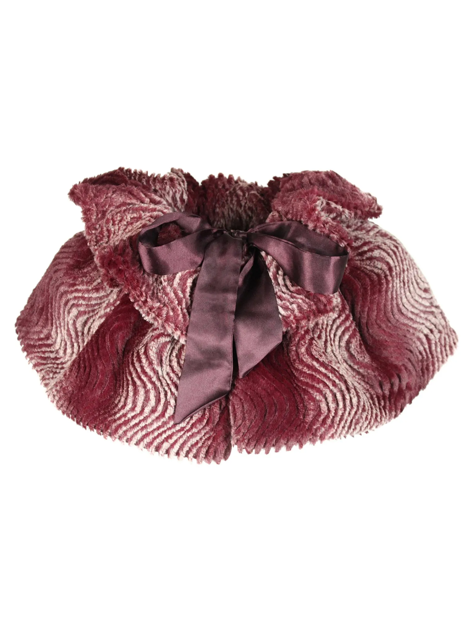 Burgundy Gradient Faux Cloche Fur Caplet Shawl