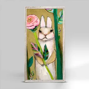 Carrot Cake Bunny Holding Flower Mini Framed Canvas