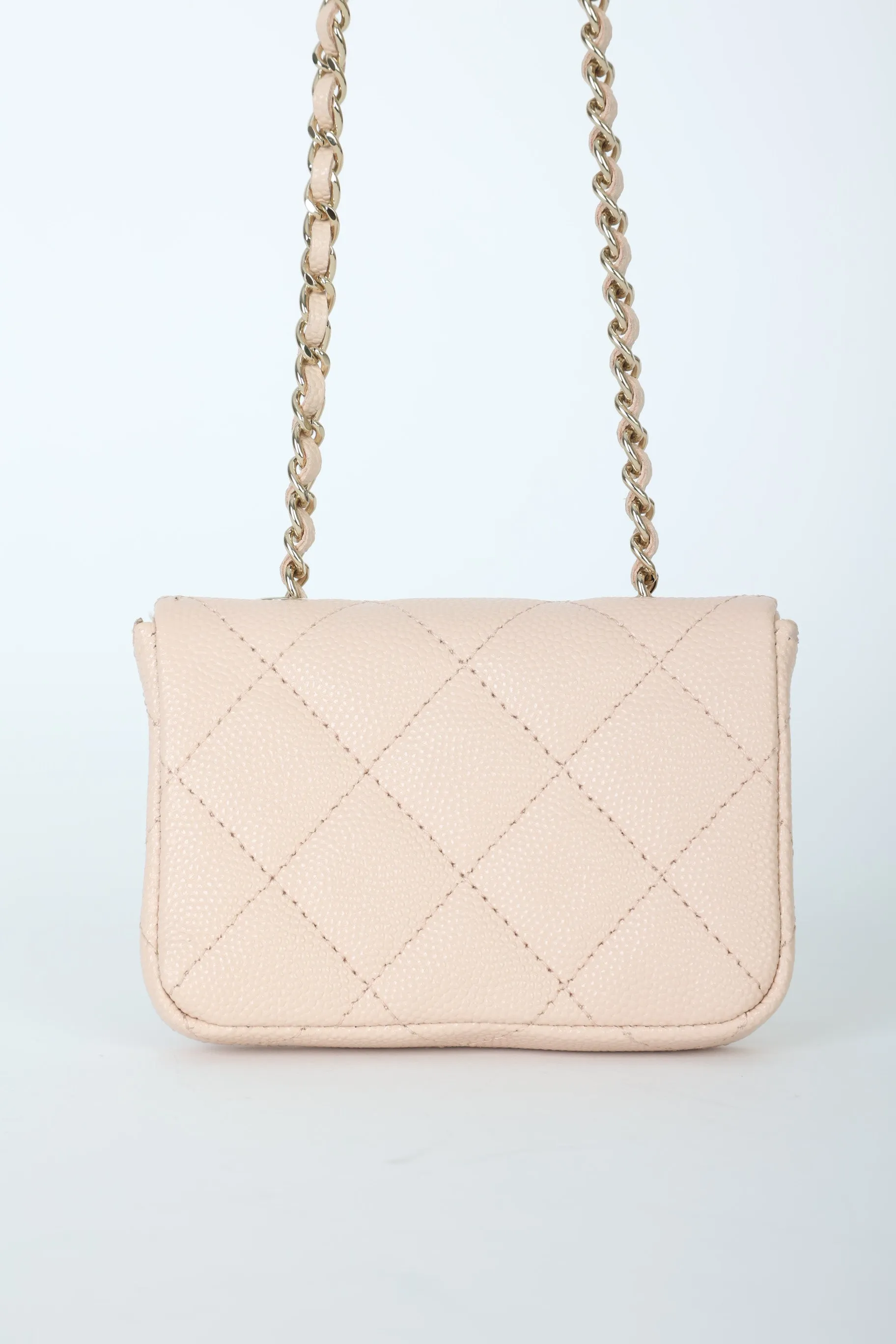Chanel Caviar 22C Beige Cardholder Belt Bag