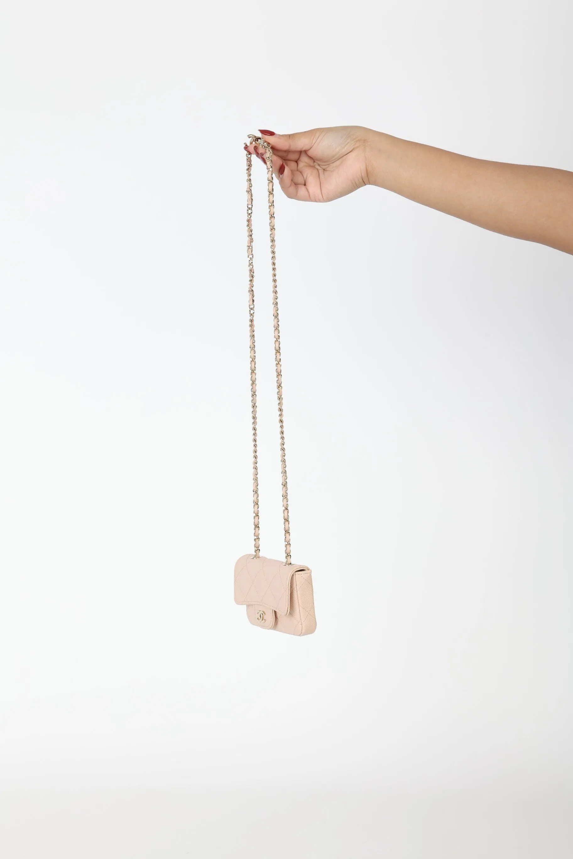 Chanel Caviar 22C Beige Cardholder Belt Bag
