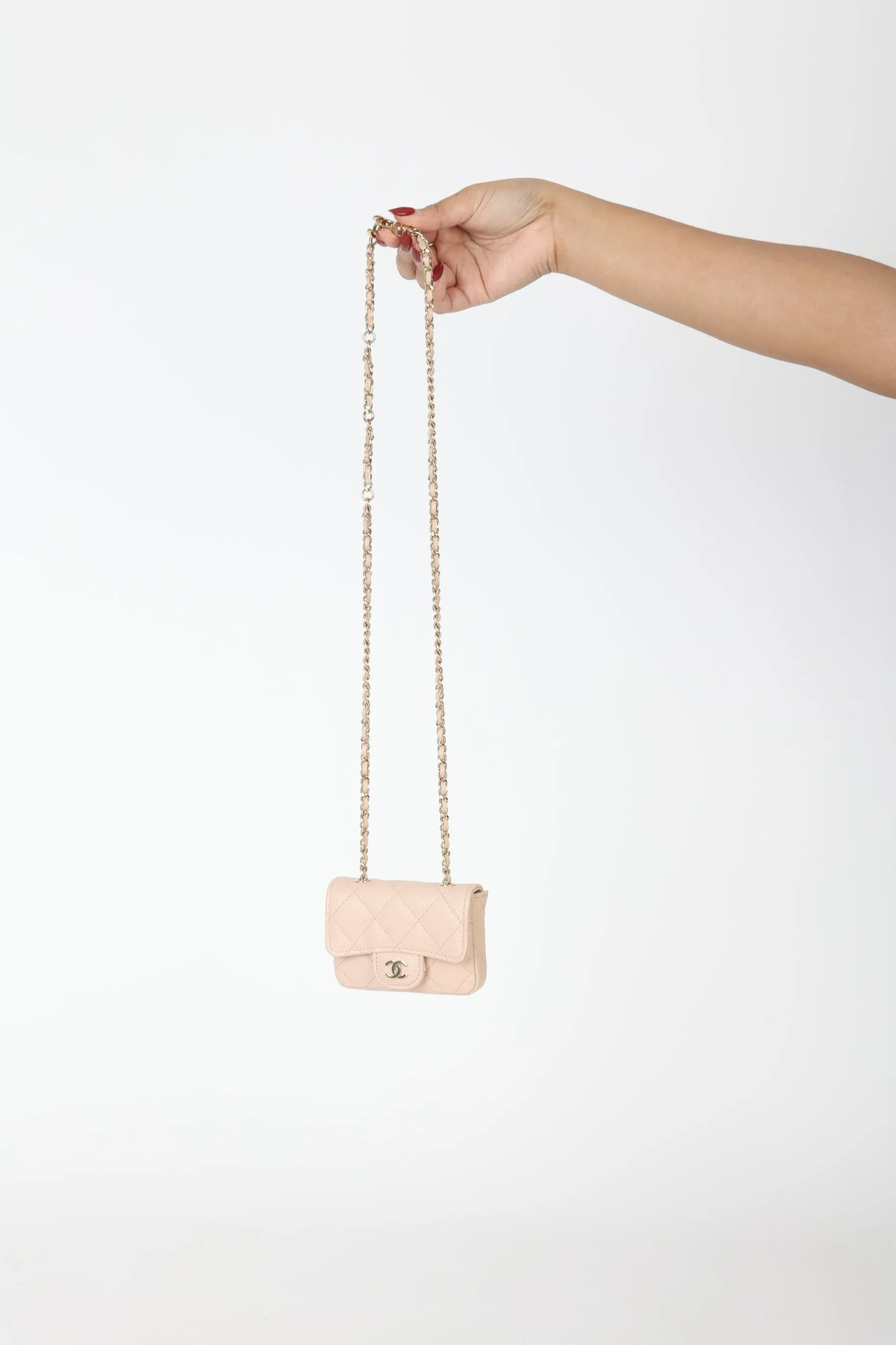 Chanel Caviar 22C Beige Cardholder Belt Bag