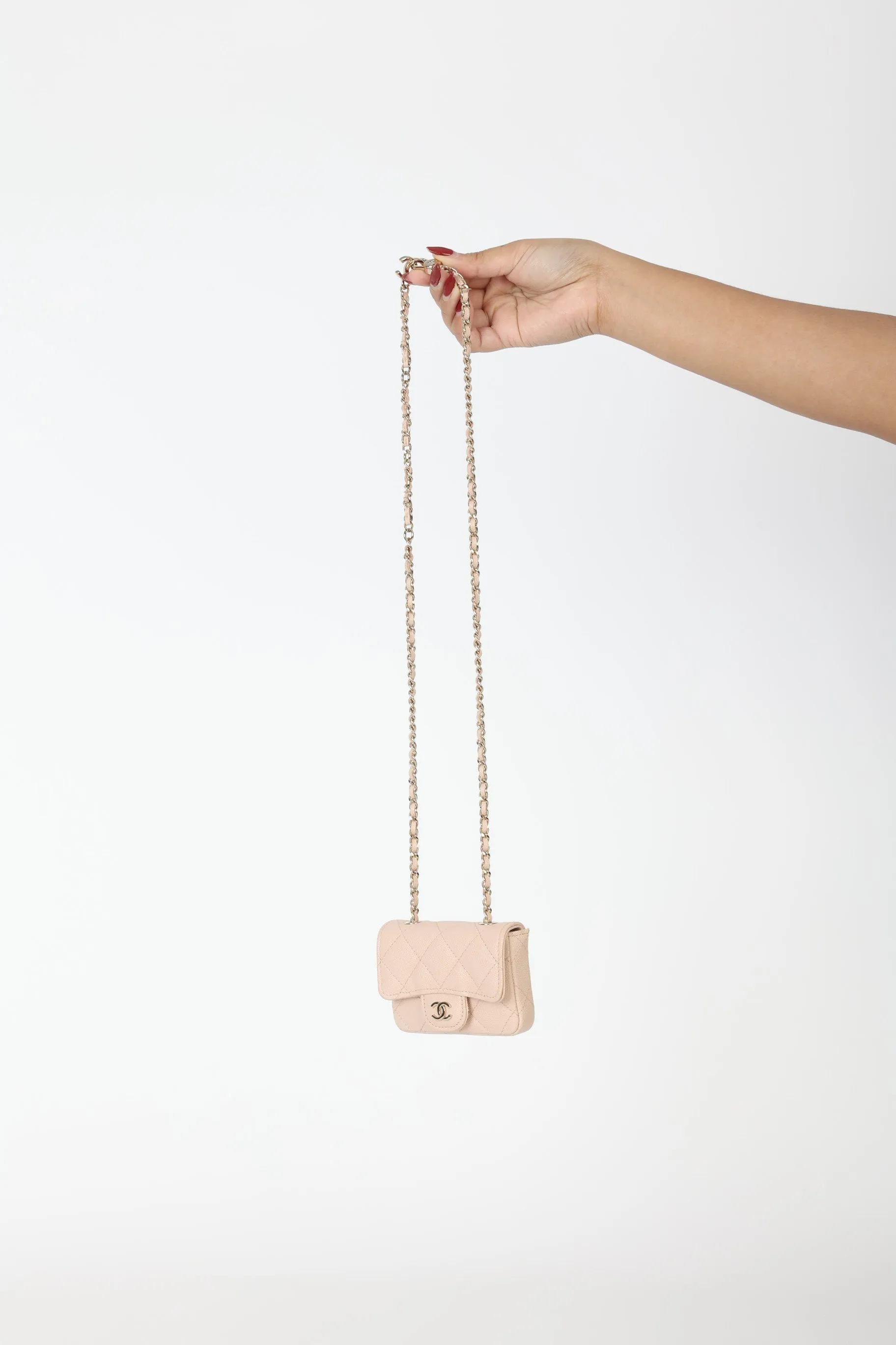 Chanel Caviar 22C Beige Cardholder Belt Bag