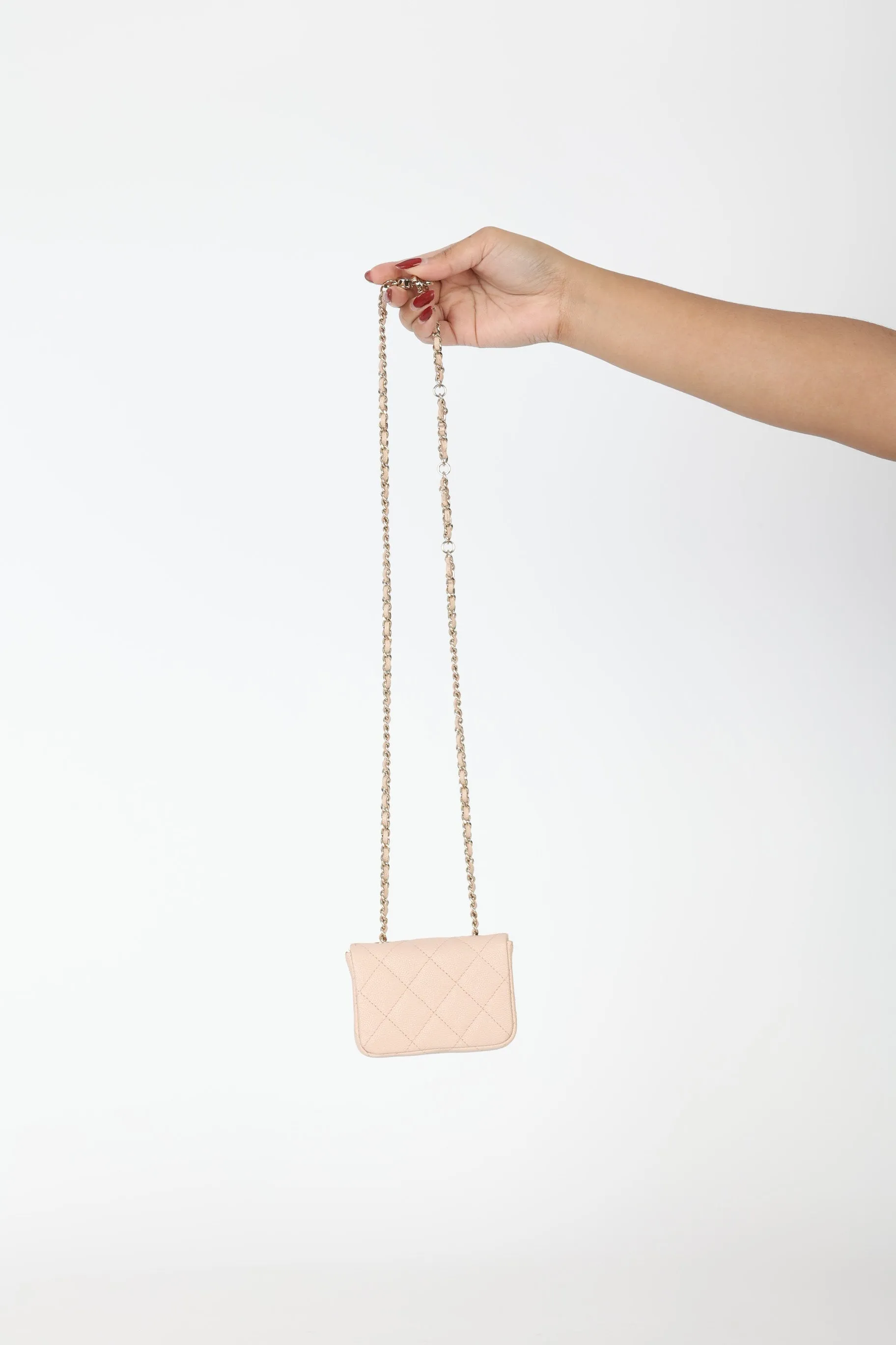 Chanel Caviar 22C Beige Cardholder Belt Bag