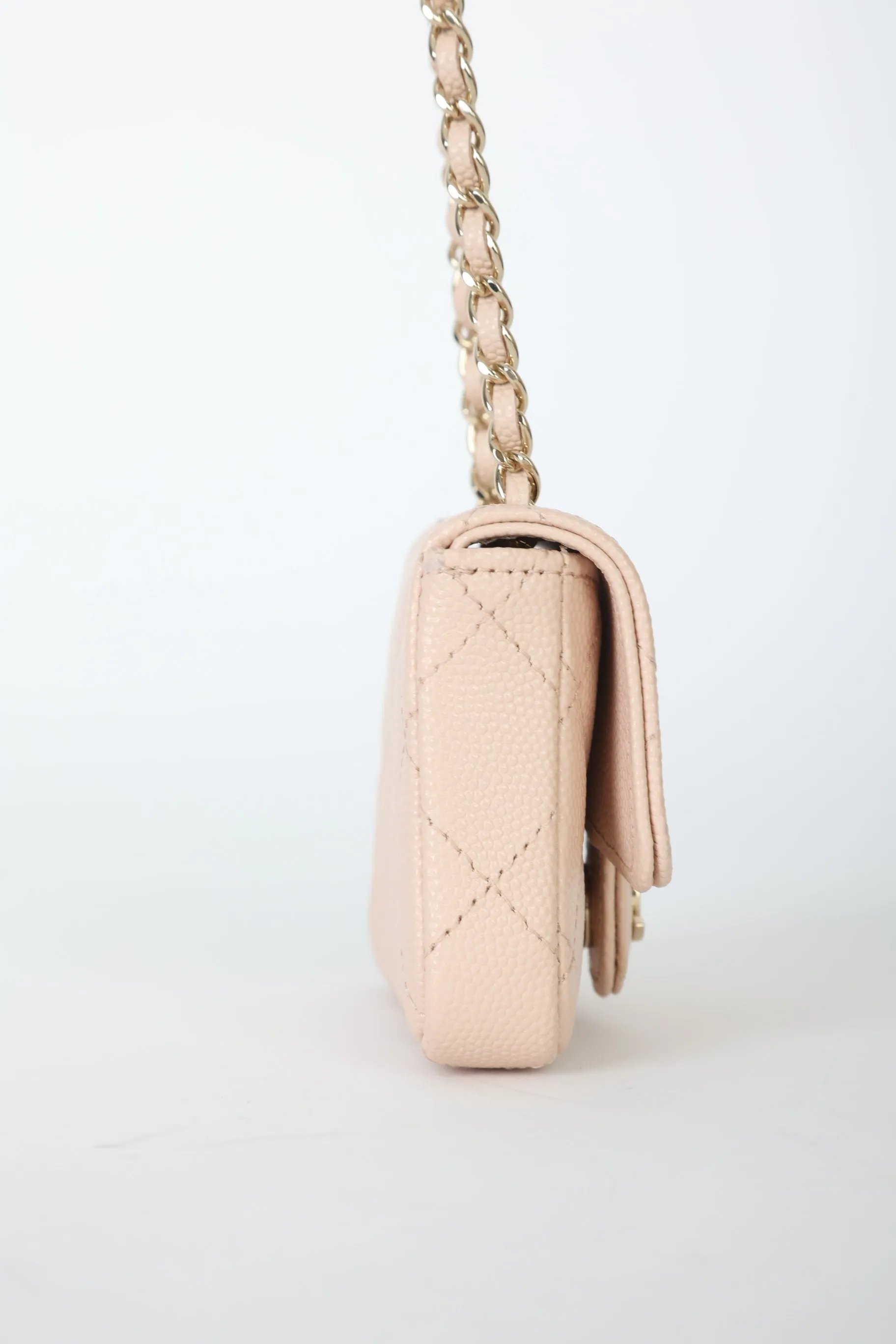 Chanel Caviar 22C Beige Cardholder Belt Bag