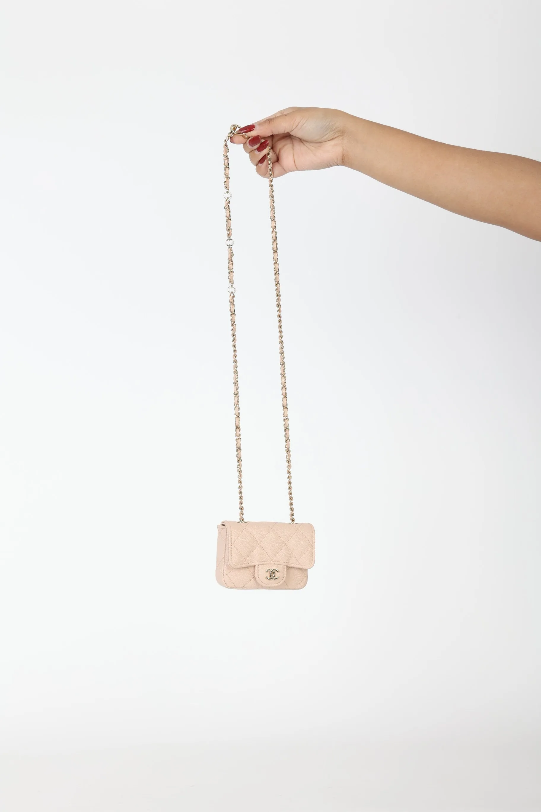 Chanel Caviar 22C Beige Cardholder Belt Bag