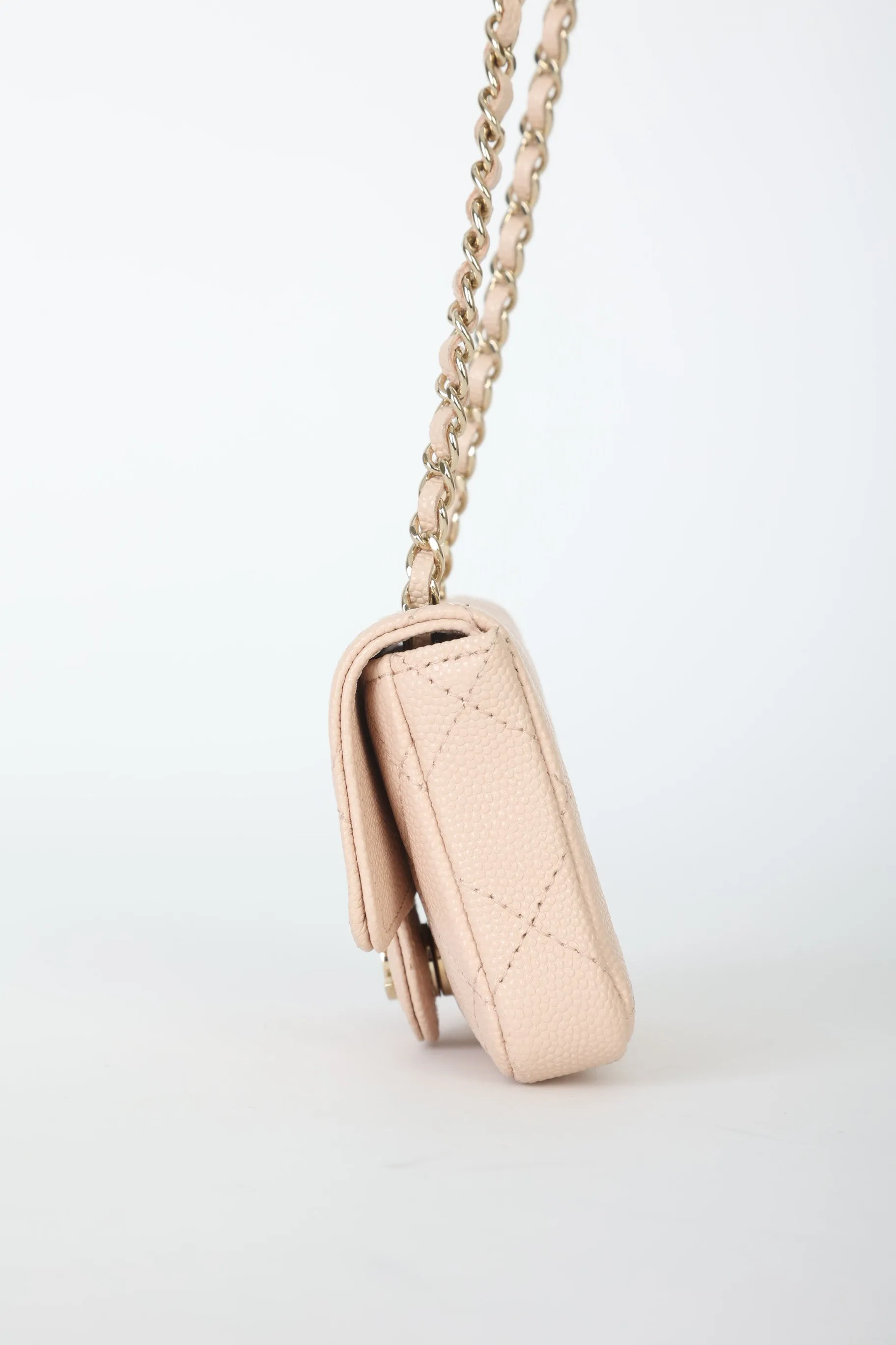 Chanel Caviar 22C Beige Cardholder Belt Bag