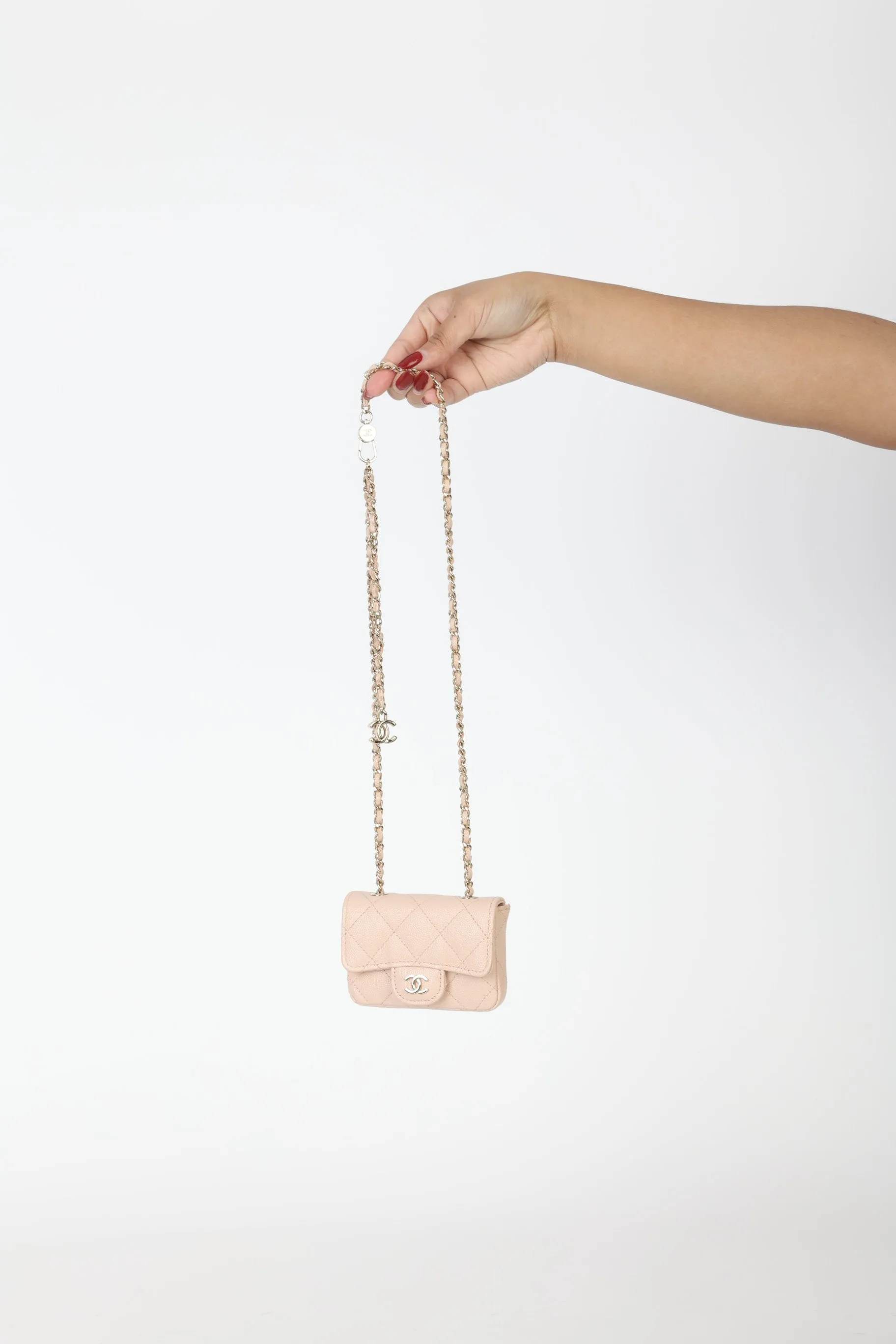 Chanel Caviar 22C Beige Cardholder Belt Bag