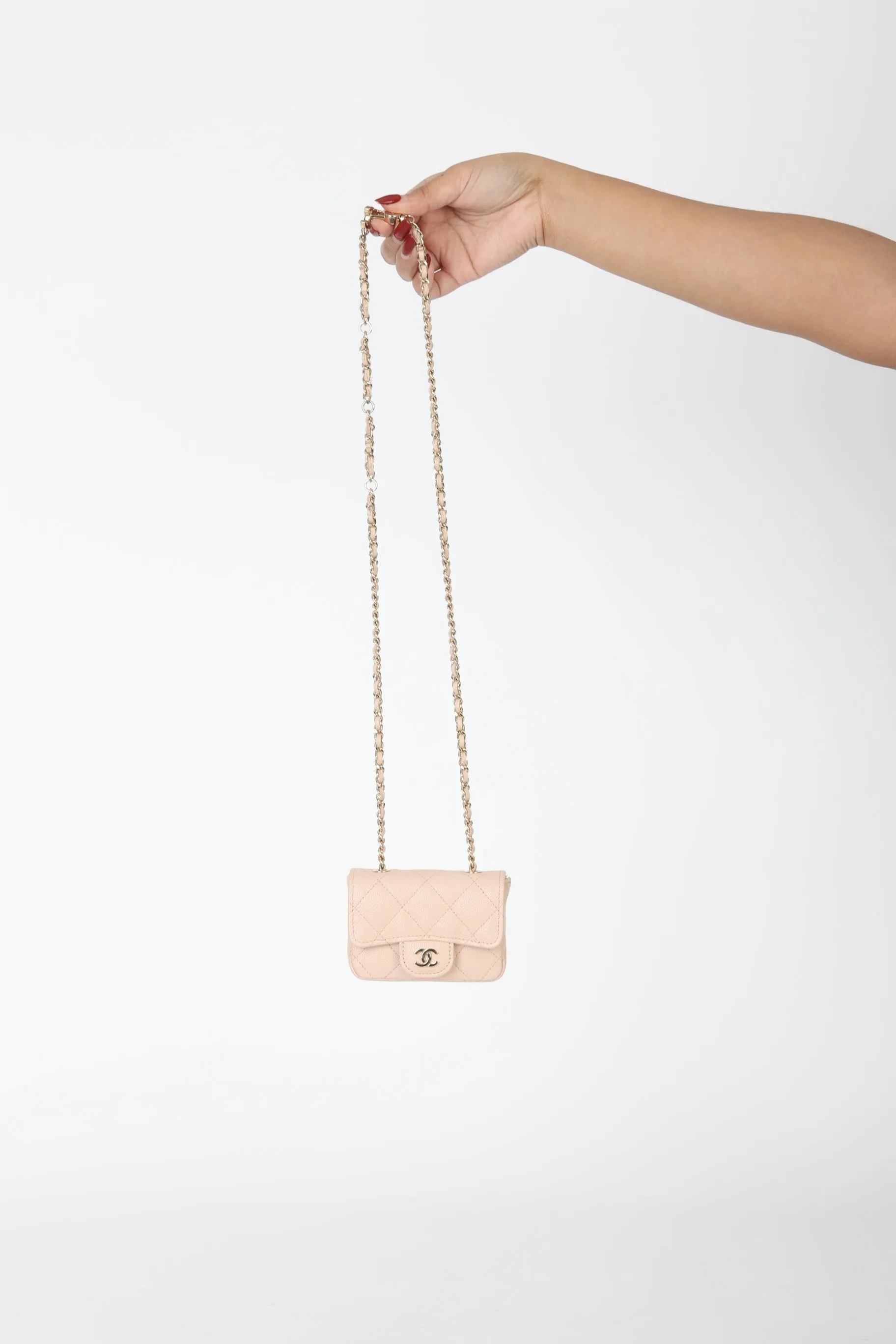 Chanel Caviar 22C Beige Cardholder Belt Bag