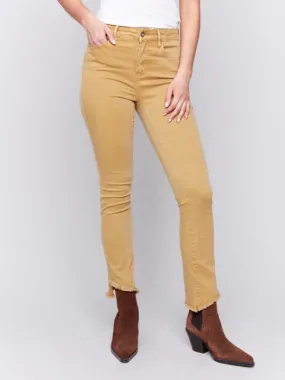 CHARLIE B COLORED ASYMMETRICAL TWILL PANT - AMBER YELLOW - C5429RR618A224
